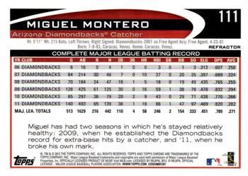 2012 Topps Chrome - Refractors #111 Miguel Montero Back