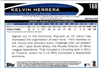 2012 Topps Chrome - Refractors #168 Kelvin Herrera Back