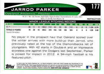 2012 Topps Chrome - Refractors #177 Jarrod Parker Back