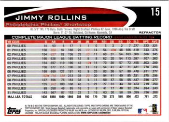 2012 Topps Chrome - X-Fractors #15 Jimmy Rollins Back