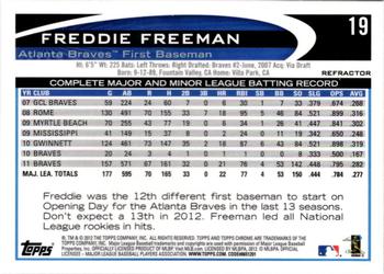 2012 Topps Chrome - X-Fractors #19 Freddie Freeman Back