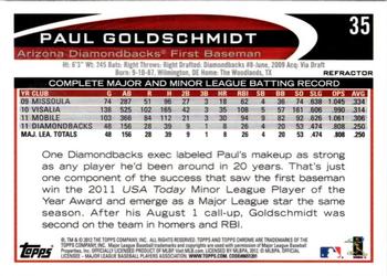 2012 Topps Chrome - X-Fractors #35 Paul Goldschmidt Back