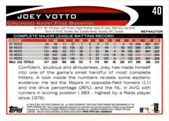 2012 Topps Chrome - X-Fractors #40 Joey Votto Back
