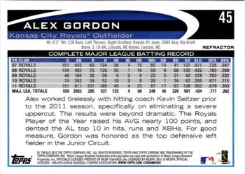 2012 Topps Chrome - X-Fractors #45 Alex Gordon Back