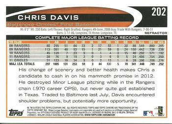 2012 Topps Chrome - X-Fractors #202 Chris Davis Back