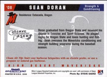 2008 Grandstand High Desert Mavericks #6 Sean Doran Back