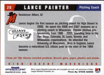 2008 Grandstand High Desert Mavericks #19 Lance Painter Back