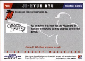 2008 Grandstand High Desert Mavericks #24 Ji-hyun Ryu Back
