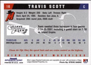 2008 Grandstand High Desert Mavericks #26 Travis Scott Back