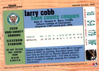 2008 Grandstand Kane County Cougars #NNO Larry Cobb Back