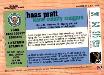2008 Grandstand Kane County Cougars #NNO Haas Pratt Back