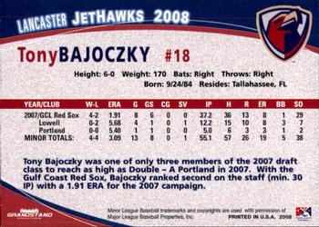 2008 Grandstand Lancaster JetHawks #2 Tony Bajoczky Back