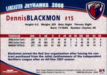 2008 Grandstand Lancaster JetHawks #5 Dennis Blackmon Back
