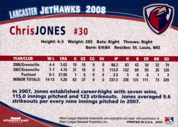 2008 Grandstand Lancaster JetHawks #14 Chris Jones Back