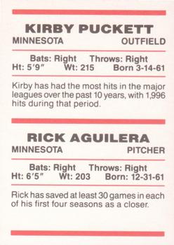 1995 Red Foley #NNO Kirby Puckett / Rick Aguilera Back
