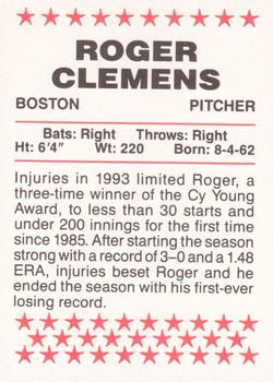 1995 Red Foley #NNO Roger Clemens Back