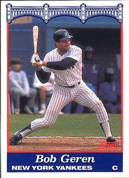 1989 Score New York Yankees #25 Bob Geren Front