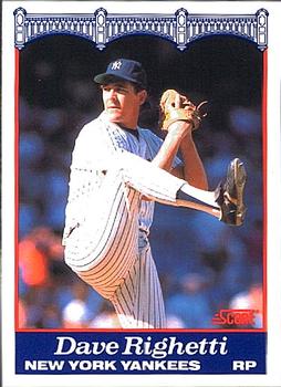 1989 Score New York Yankees #6 Dave Righetti Front