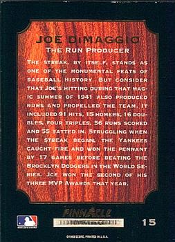 1993 Pinnacle Joe DiMaggio #15 Joe DiMaggio Back