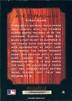 1993 Pinnacle Joe DiMaggio #4 Joe DiMaggio Back