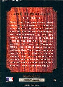 1993 Pinnacle Joe DiMaggio #5 Joe DiMaggio Back