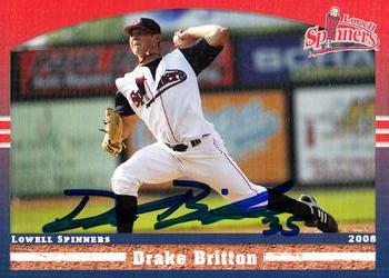 2008 Grandstand Lowell Spinners #NNO Drake Britton Front