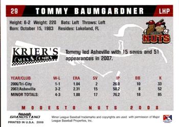 2008 Grandstand Modesto Nuts #1 Tommy Baumgardner Back