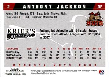 2008 Grandstand Modesto Nuts #14 Anthony Jackson Back