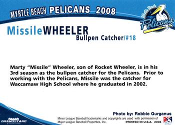 2008 Grandstand Myrtle Beach Pelicans #31 Missile Wheeler Back
