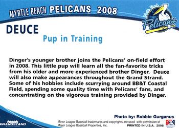 2008 Grandstand Myrtle Beach Pelicans #35 Deuce Back