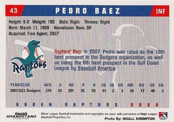 2008 Grandstand Ogden Raptors #NNO Pedro Baez Back
