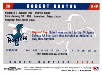 2008 Grandstand Ogden Raptors #NNO Robert Boothe Back