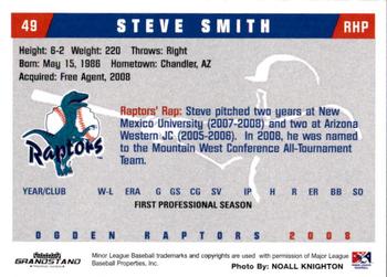 2008 Grandstand Ogden Raptors #NNO Steve Smith Back