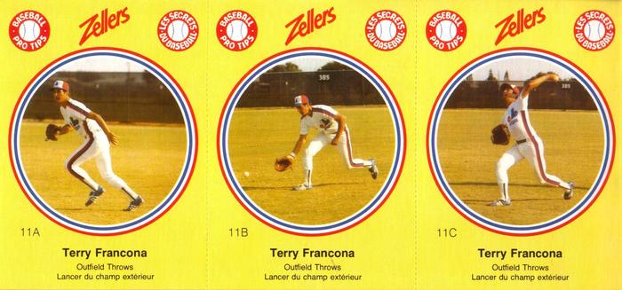 1982 Zellers Montreal Expos - 3-Card Panels #11A / 11B / 11C Terry Francona Front