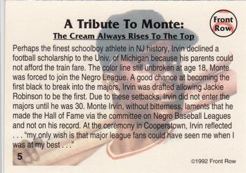 1992 Front Row All-Time Greats Monte Irvin #5 Monte Irvin Back