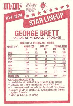 1987 M&M's Star Lineup #14 George Brett Back