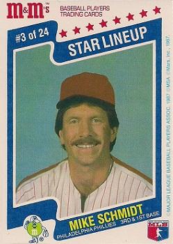 1987 M&M's Star Lineup #3 Mike Schmidt Front