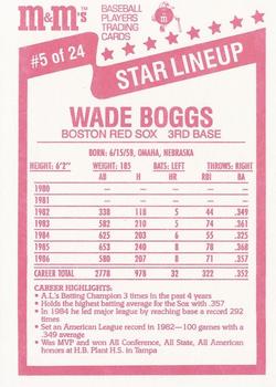 1987 M&M's Star Lineup #5 Wade Boggs Back
