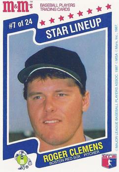 1987 M&M's Star Lineup #7 Roger Clemens Front