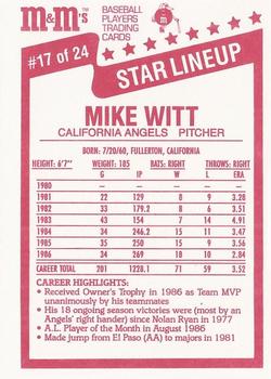 1987 M&M's Star Lineup #17 Mike Witt Back