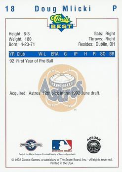 1992 Classic Best Auburn Astros #18 Doug Mlicki Back