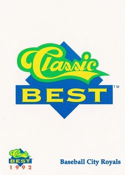 1992 Classic Best Baseball City Royals #29 Baseball City Royals Logo Back