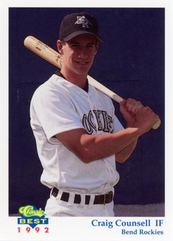 1992 Classic Best Bend Rockies #9 Craig Counsell Front