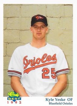 1992 Classic Best Bluefield Orioles #2 Kyle Yeske Front
