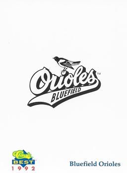 1992 Classic Best Bluefield Orioles #28 Logo Card Front
