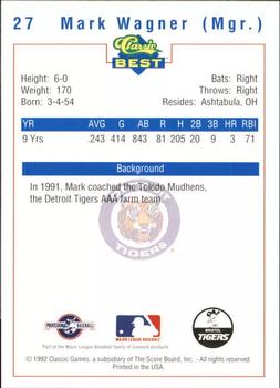1992 Classic Best Bristol Tigers #27 Mark Wagner Back