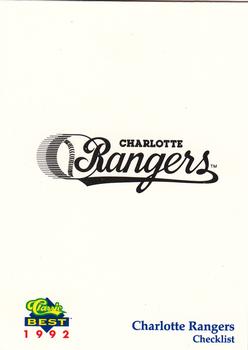 1992 Classic Best Charlotte Rangers #30 Checklist Front