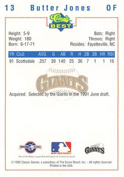 1992 Classic Best Everett Giants #13 Butter Jones Back