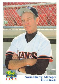 1992 Classic Best Everett Giants #30 Norm Sherry Front