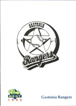 1992 Classic Best Gastonia Rangers #28 Logo Card Front